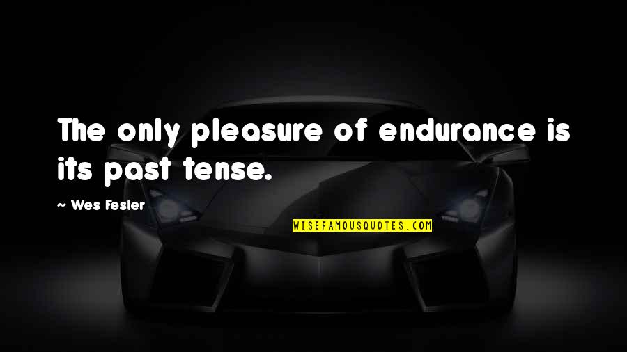 Evocatively Quotes By Wes Fesler: The only pleasure of endurance is its past