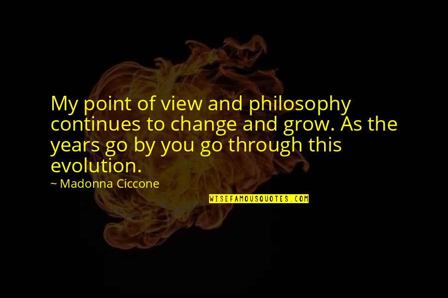 Evolution And Change Quotes By Madonna Ciccone: My point of view and philosophy continues to Evolution And Change Quotes By Madonna Ciccone: My point of view and philosophy continues to