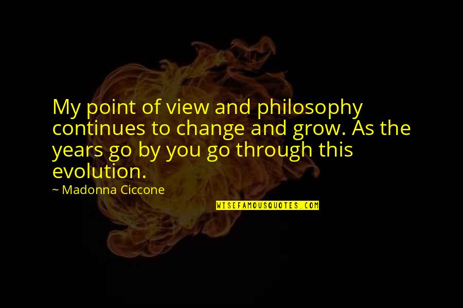 Evolution And Change Quotes By Madonna Ciccone: My point of view and philosophy continues to