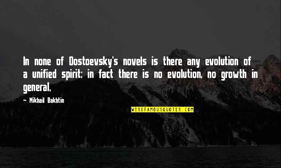 Evolution Growth Quotes By Mikhail Bakhtin: In none of Dostoevsky's novels is there any Evolution Growth Quotes By Mikhail Bakhtin: In none of Dostoevsky's novels is there any