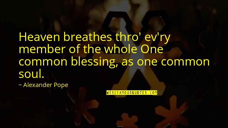 Ev'ryt'ing Quotes By Alexander Pope: Heaven breathes thro' ev'ry member of the whole