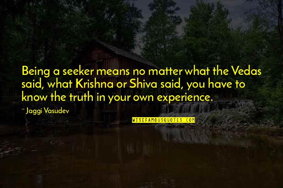 Ex Being Mean Quotes By Jaggi Vasudev: Being a seeker means no matter what the