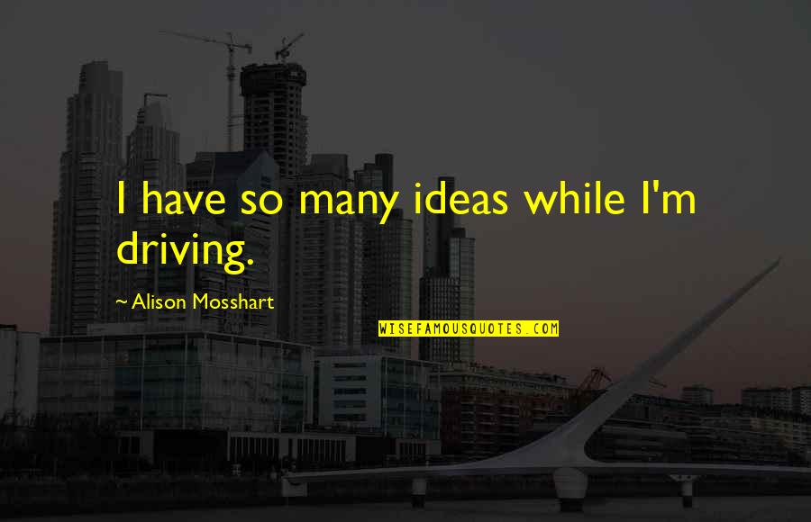 Ex Girlfriend's Jealousy Quotes By Alison Mosshart: I have so many ideas while I'm driving. Ex Girlfriend's Jealousy Quotes By Alison Mosshart: I have so many ideas while I'm driving.