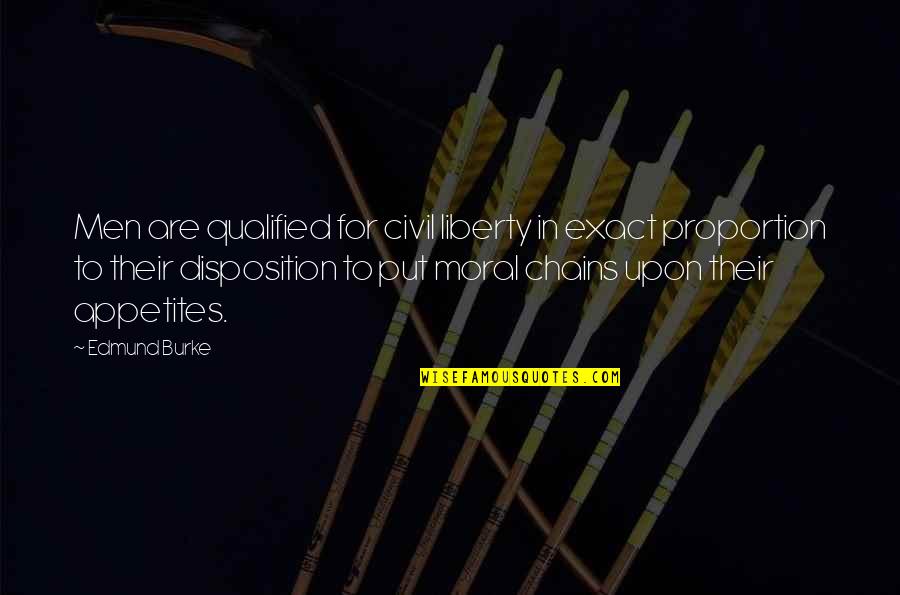 Exact Quotes By Edmund Burke: Men are qualified for civil liberty in exact Exact Quotes By Edmund Burke: Men are qualified for civil liberty in exact