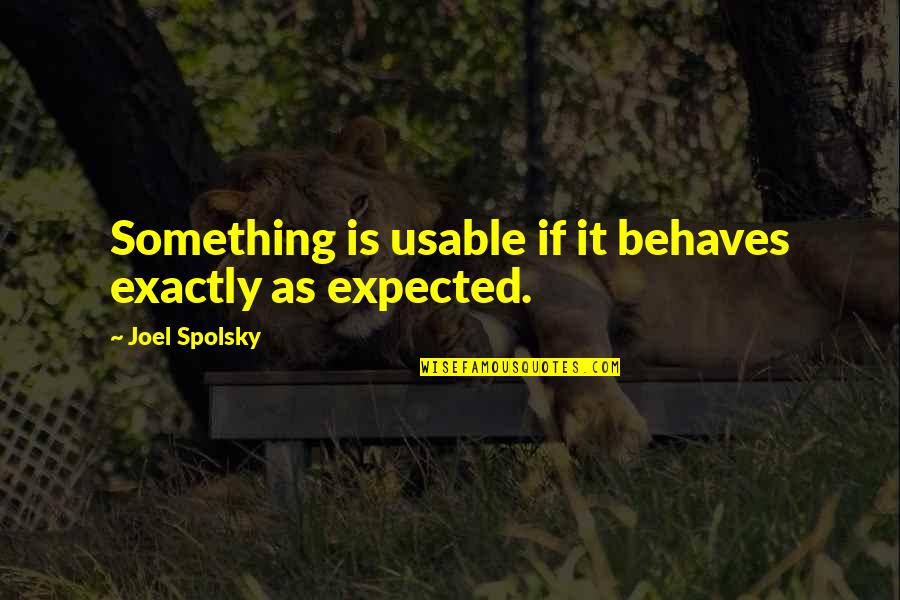 Exactly Quotes By Joel Spolsky: Something is usable if it behaves exactly as