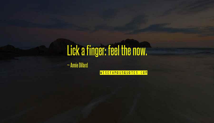 Exagero Prodigio Quotes By Annie Dillard: Lick a finger: feel the now. Exagero Prodigio Quotes By Annie Dillard: Lick a finger: feel the now.