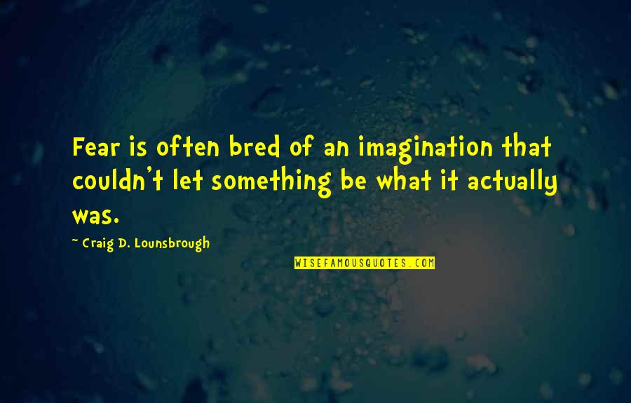 Exaggerate Quotes By Craig D. Lounsbrough: Fear is often bred of an imagination that