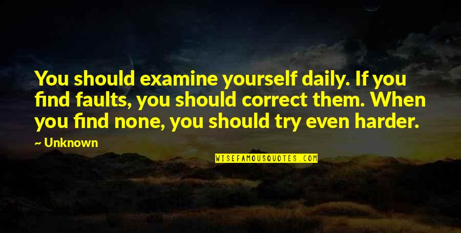 Examine Yourself Quotes By Unknown: You should examine yourself daily. If you find