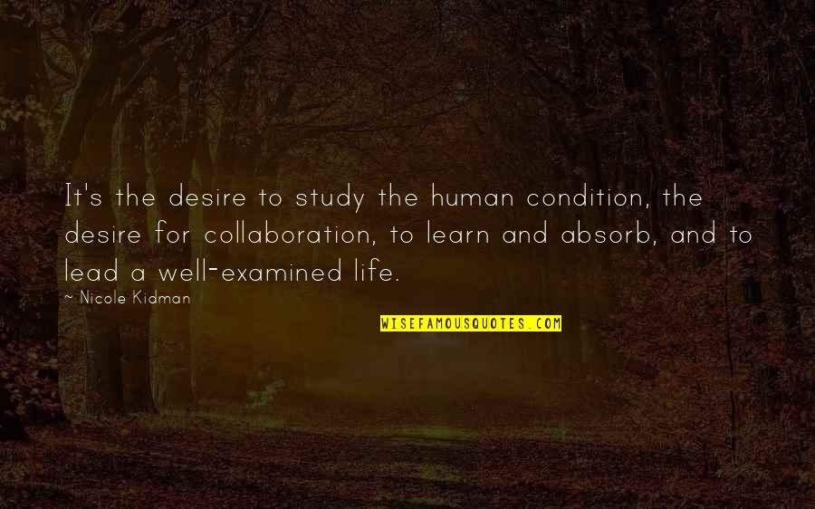 Examined Quotes By Nicole Kidman: It's the desire to study the human condition,