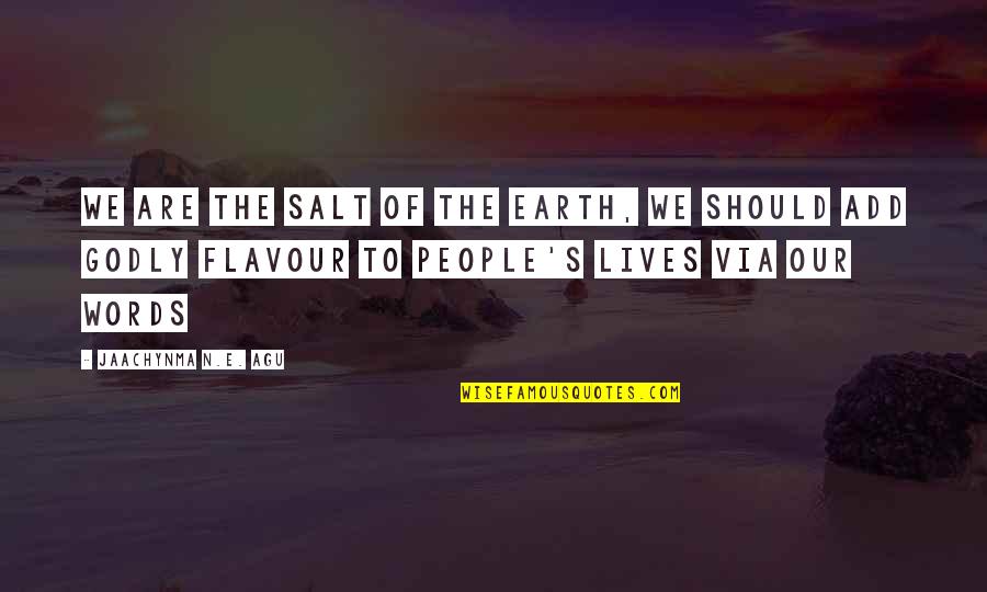 Examplary Quotes By Jaachynma N.E. Agu: We Are The Salt Of The Earth, We