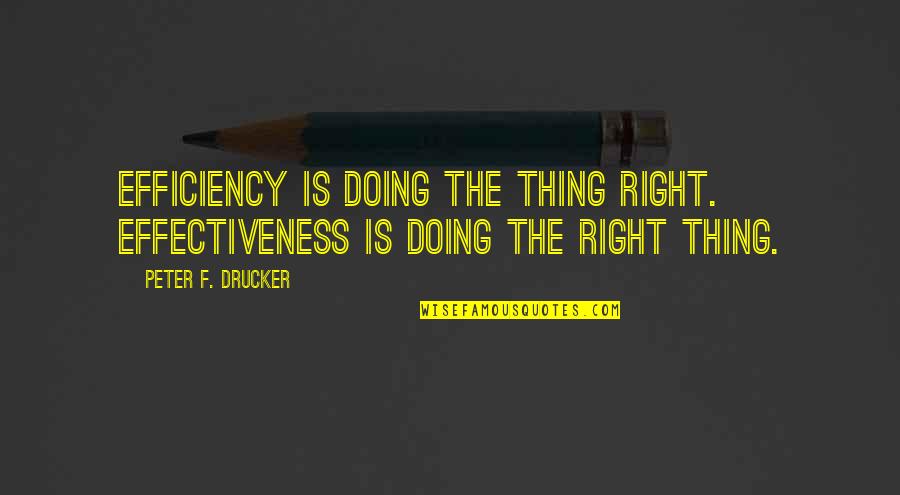 Example Of Famous Quotes By Peter F. Drucker: Efficiency is doing the thing right. Effectiveness is Example Of Famous Quotes By Peter F. Drucker: Efficiency is doing the thing right. Effectiveness is