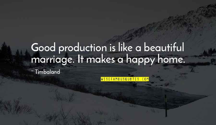 Excavates Quotes By Timbaland: Good production is like a beautiful marriage. It