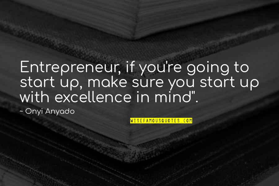 Excellence And Innovation Quotes By Onyi Anyado: Entrepreneur, if you're going to start up, make