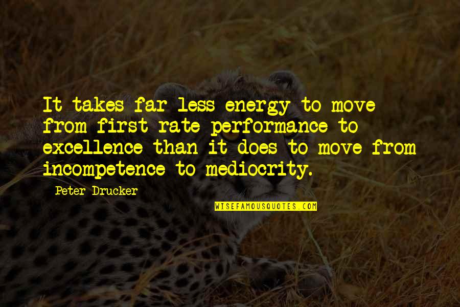 Excellence And Mediocrity Quotes By Peter Drucker: It takes far less energy to move from