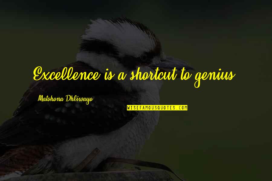 Excellence Is Quotes By Matshona Dhliwayo: Excellence is a shortcut to genius.