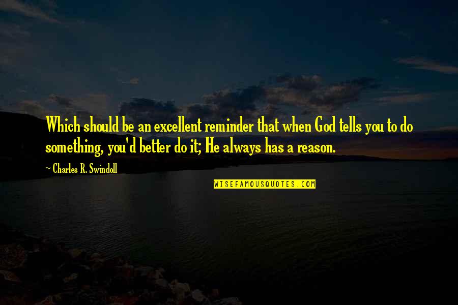 Excellent Quotes By Charles R. Swindoll: Which should be an excellent reminder that when