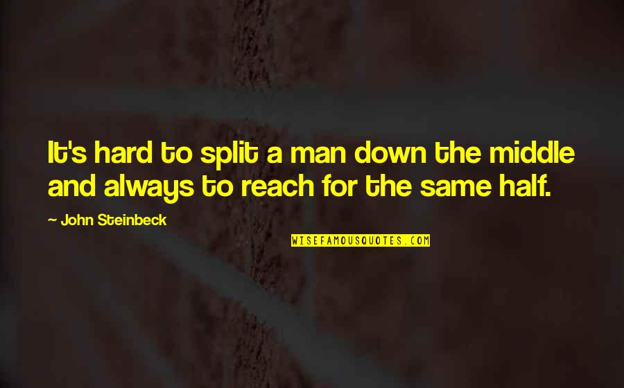 Excellent Work Done Quotes By John Steinbeck: It's hard to split a man down the
