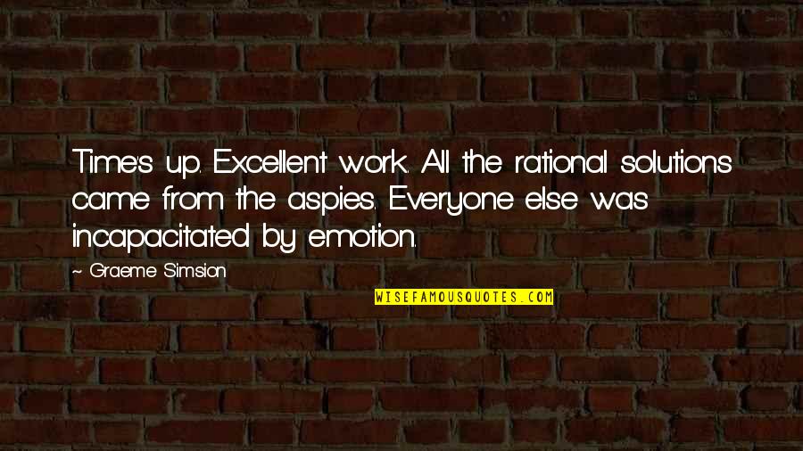Excellent Work Quotes By Graeme Simsion: Time's up. Excellent work. All the rational solutions Excellent Work Quotes By Graeme Simsion: Time's up. Excellent work. All the rational solutions