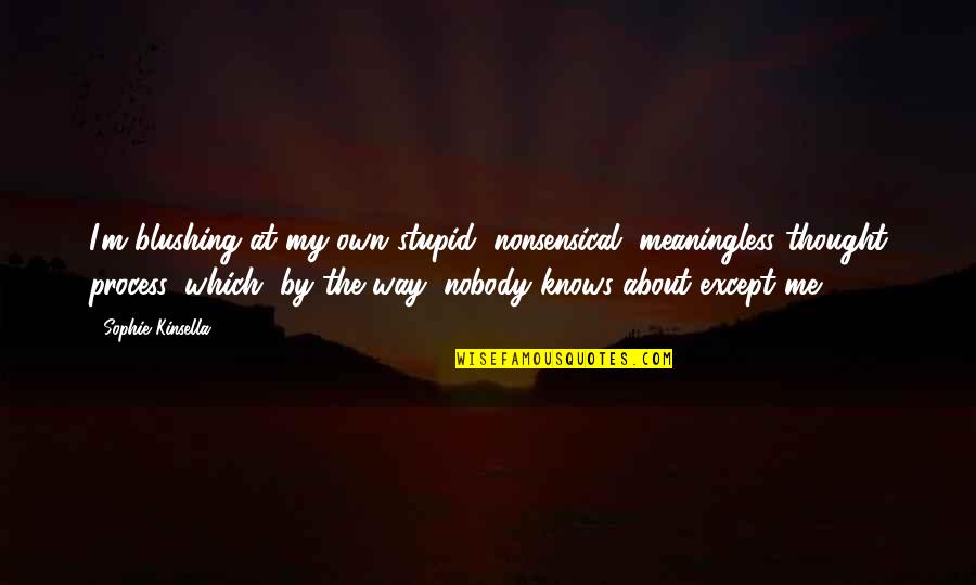 Except Me Quotes By Sophie Kinsella: I'm blushing at my own stupid, nonsensical, meaningless