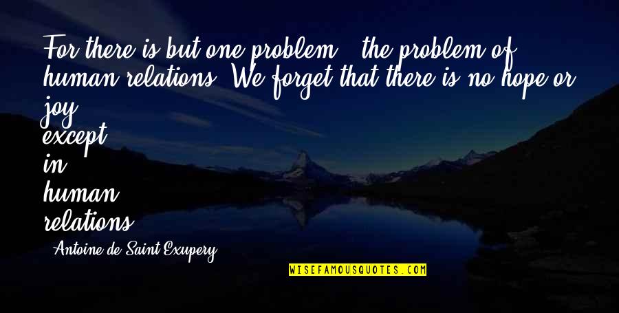 Except Quotes By Antoine De Saint-Exupery: For there is but one problem - the