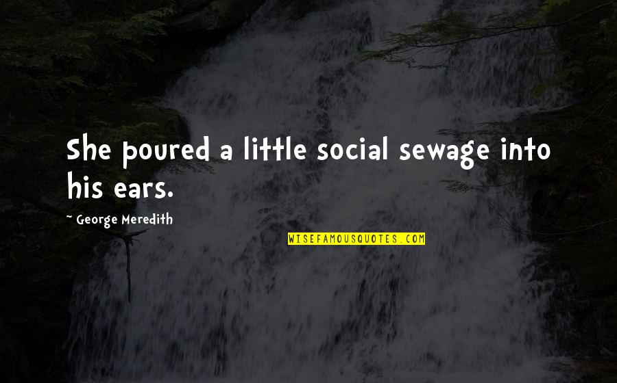 Exception Always Hurts Quotes By George Meredith: She poured a little social sewage into his