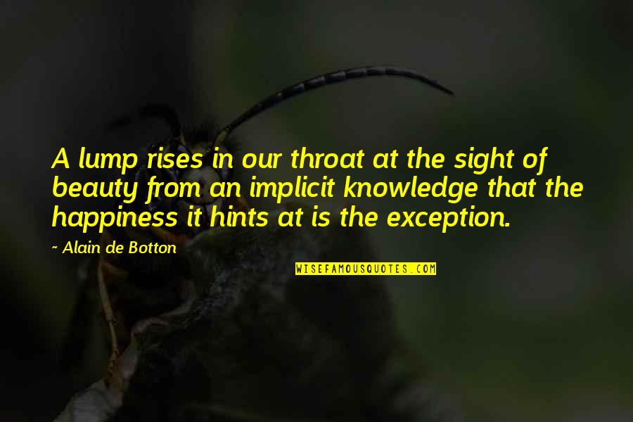 Exception Quotes By Alain De Botton: A lump rises in our throat at the