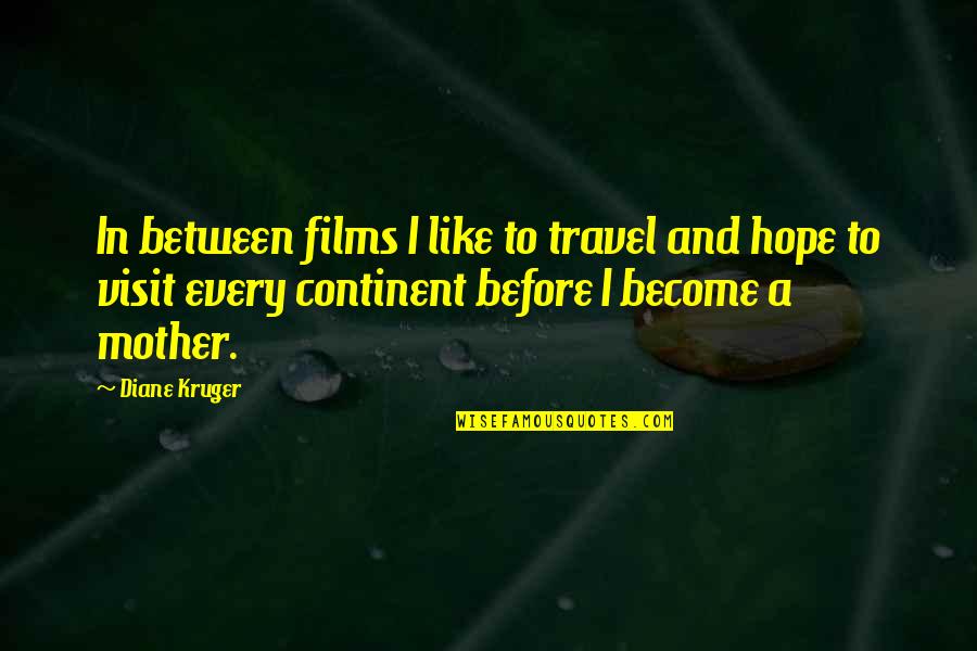 Excepttheydon't Quotes By Diane Kruger: In between films I like to travel and