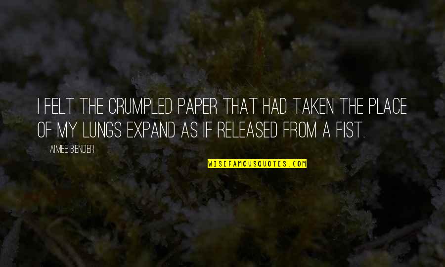 Excerptation Quotes By Aimee Bender: I felt the crumpled paper that had taken