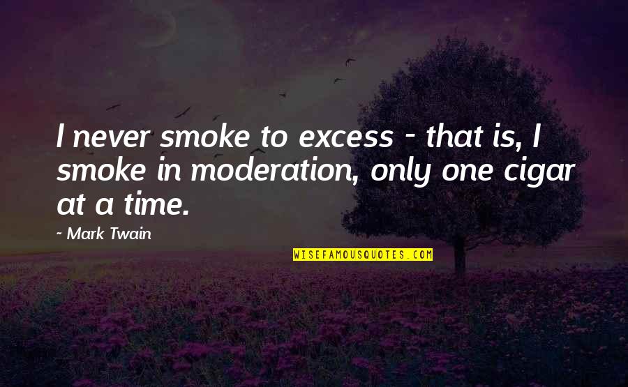Excess And Moderation Quotes By Mark Twain: I never smoke to excess - that is,