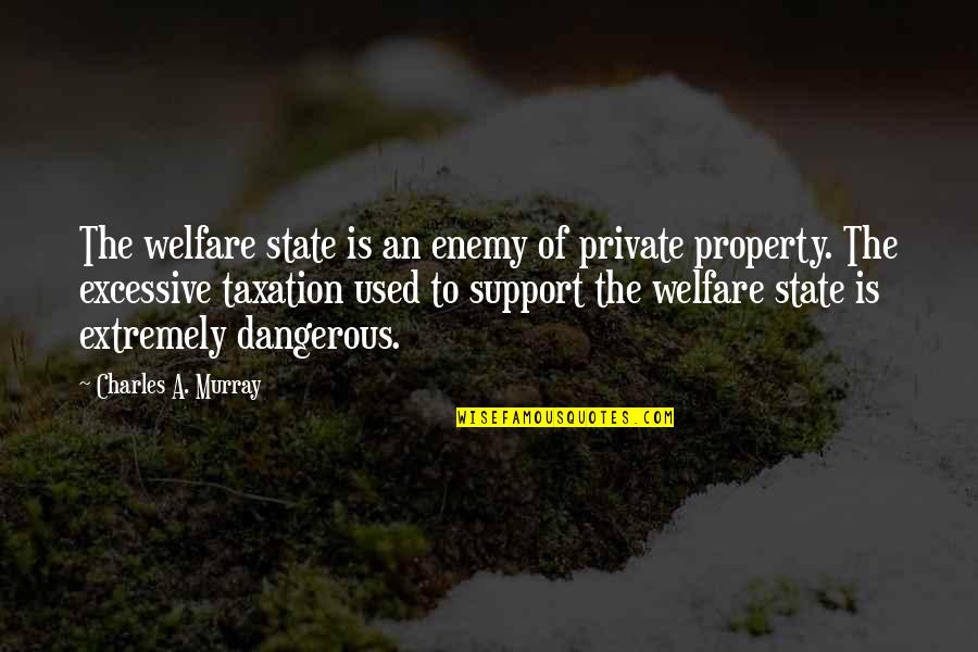 Excessive Taxation Quotes By Charles A. Murray: The welfare state is an enemy of private