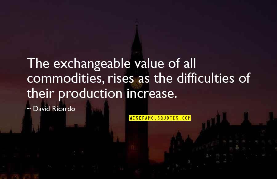 Exchangeable Quotes By David Ricardo: The exchangeable value of all commodities, rises as