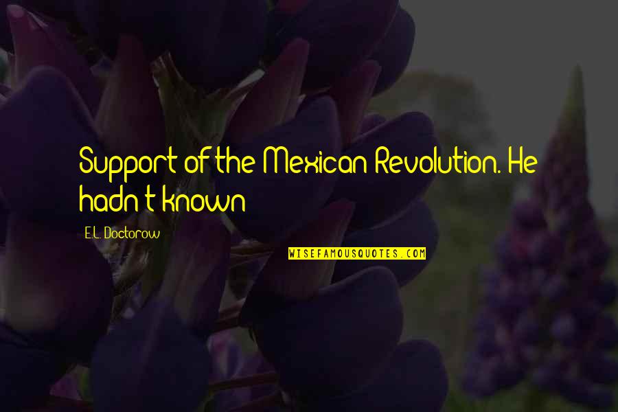Exchangeable Retrospectively Quotes By E.L. Doctorow: Support of the Mexican Revolution. He hadn't known
