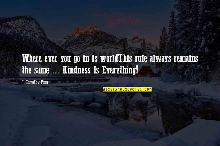 Excises Quotes By Timothy Pina: Where ever you go in is worldThis rule