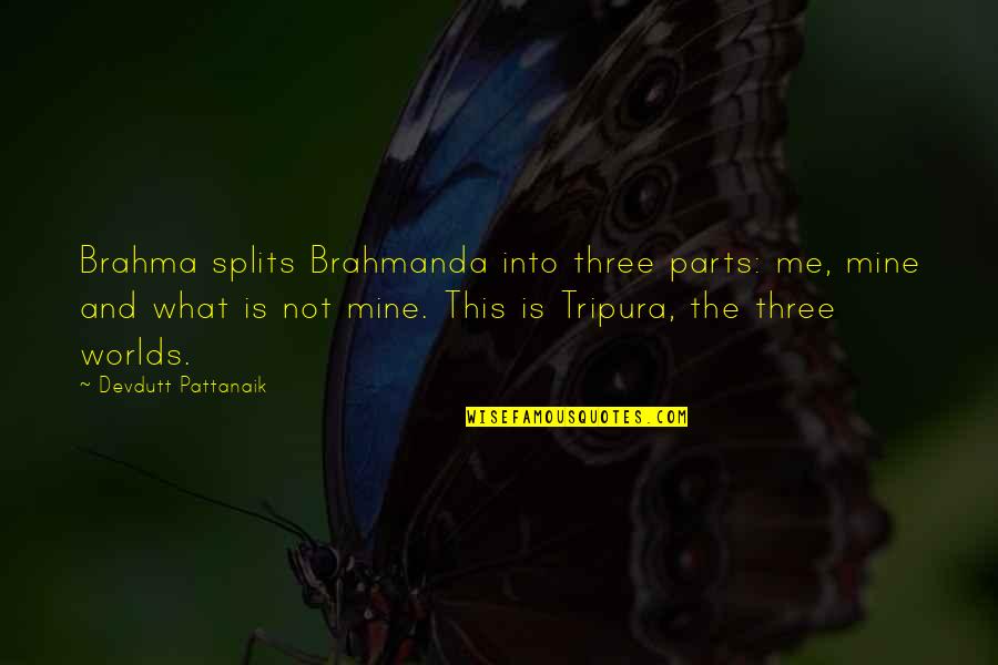 Excision Movie Quotes By Devdutt Pattanaik: Brahma splits Brahmanda into three parts: me, mine