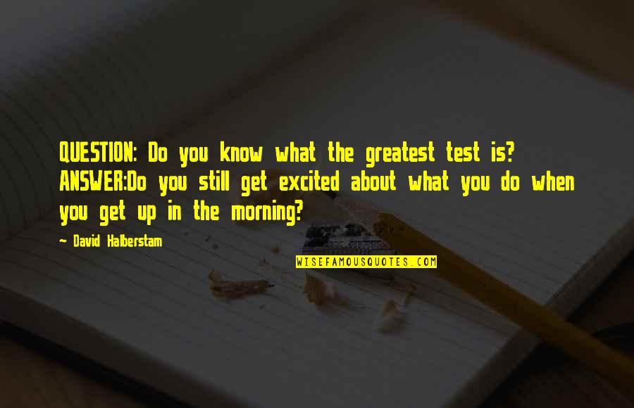 Excited About Life Quotes By David Halberstam: QUESTION: Do you know what the greatest test
