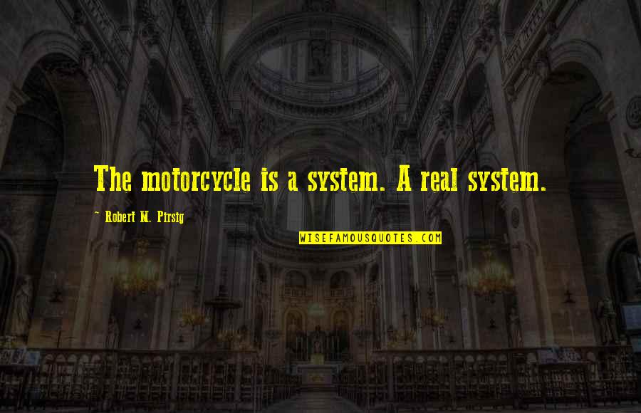 Excited But Nervous Quotes By Robert M. Pirsig: The motorcycle is a system. A real system.
