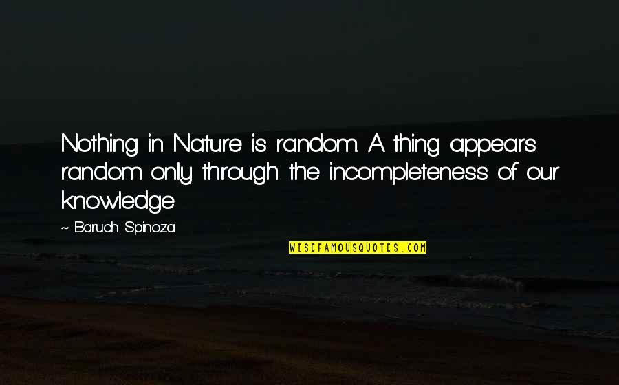 Excited Go Back Home Quotes By Baruch Spinoza: Nothing in Nature is random. A thing appears