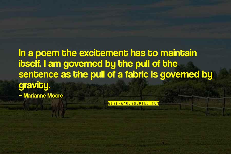 Excitement Quotes By Marianne Moore: In a poem the excitement has to maintain