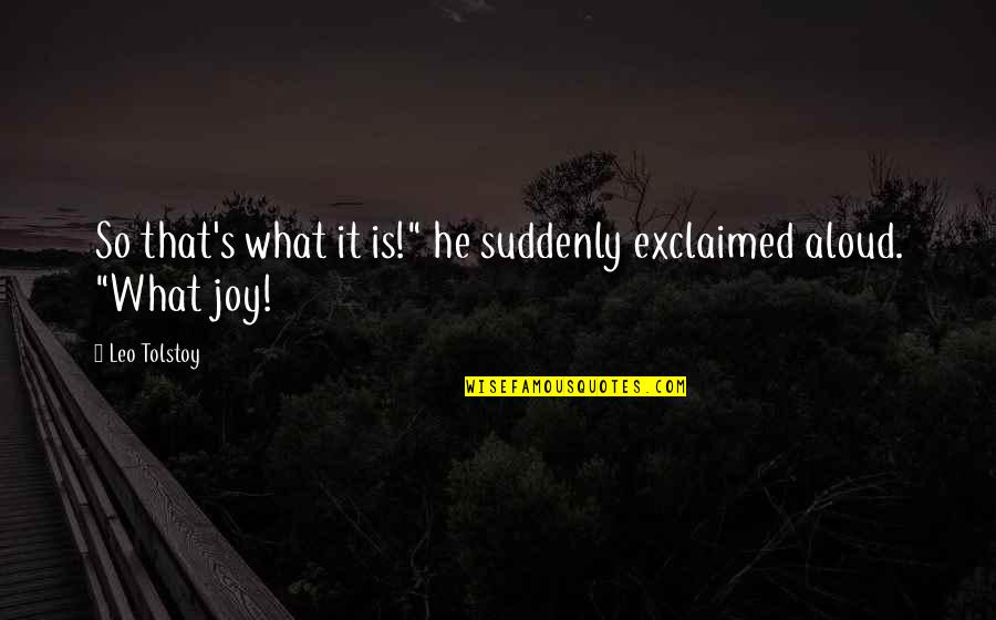 Exclaimed Quotes By Leo Tolstoy: So that's what it is!" he suddenly exclaimed