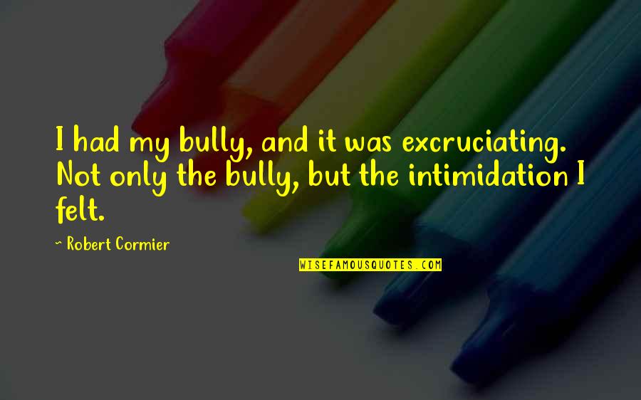 Excruciating Quotes By Robert Cormier: I had my bully, and it was excruciating.