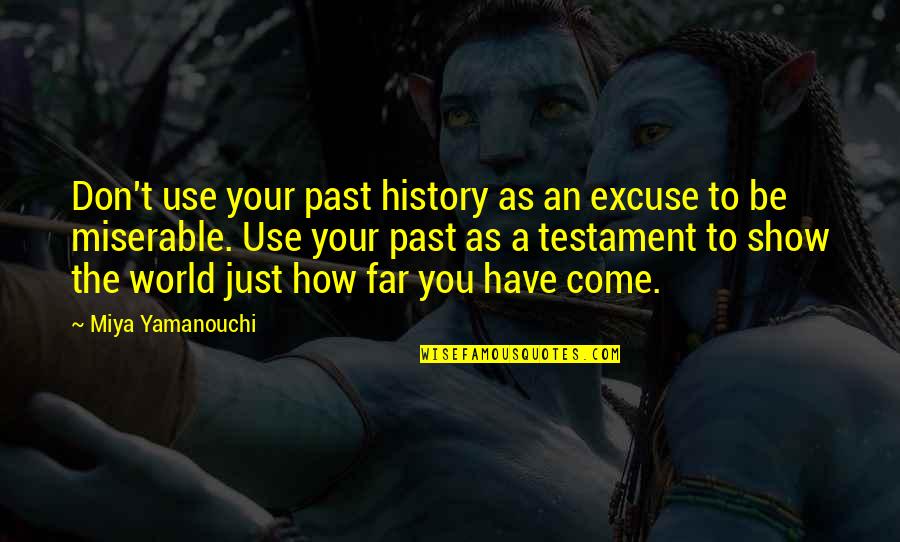 Excuses In Life Quotes By Miya Yamanouchi: Don't use your past history as an excuse