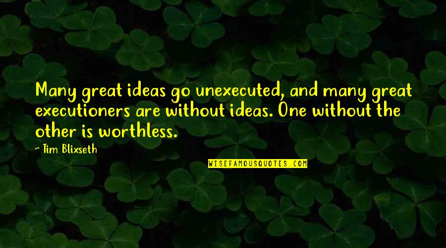 Executioners Quotes By Tim Blixseth: Many great ideas go unexecuted, and many great