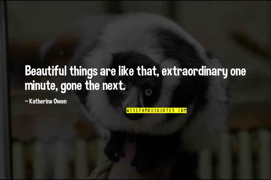 Exelmans Tessenderlo Quotes By Katherine Owen: Beautiful things are like that, extraordinary one minute,