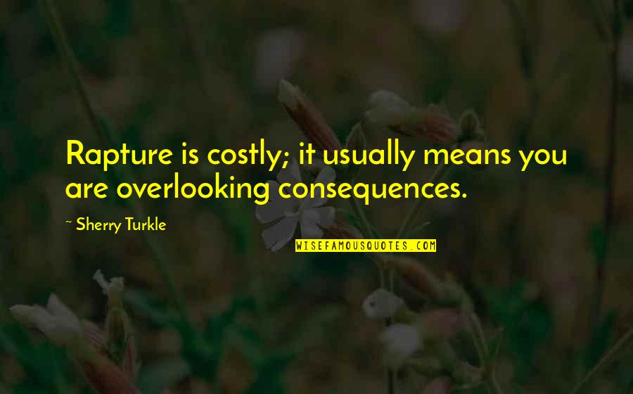 Exemplare Brig Quotes By Sherry Turkle: Rapture is costly; it usually means you are