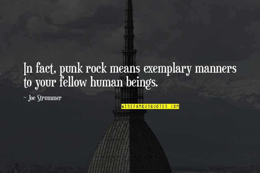 Exemplary Quotes By Joe Strummer: In fact, punk rock means exemplary manners to