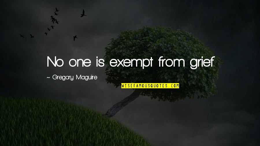 Exempt Quotes By Gregory Maguire: No one is exempt from grief. Exempt Quotes By Gregory Maguire: No one is exempt from grief.