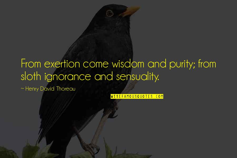 Exertion Quotes By Henry David Thoreau: From exertion come wisdom and purity; from sloth