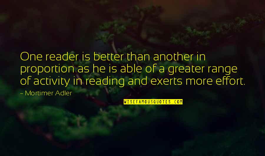 Exerts Quotes By Mortimer Adler: One reader is better than another in proportion