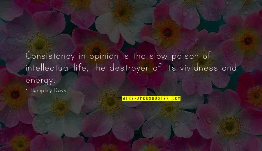 Exhalations Synonym Quotes By Humphry Davy: Consistency in opinion is the slow poison of