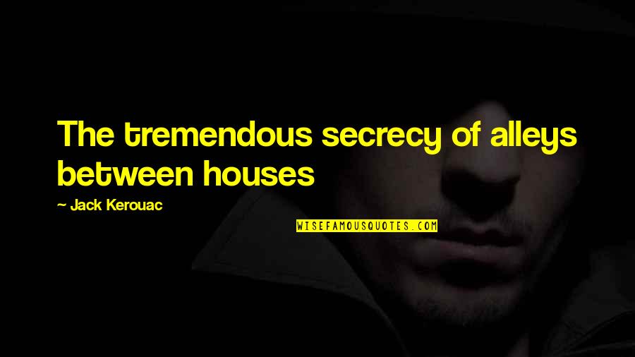 Exhibited Thesaurus Quotes By Jack Kerouac: The tremendous secrecy of alleys between houses